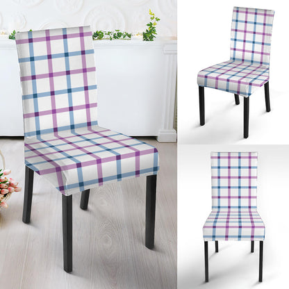 Blue And Purple Tattersall Pattern Print Dining Chair Slipcover