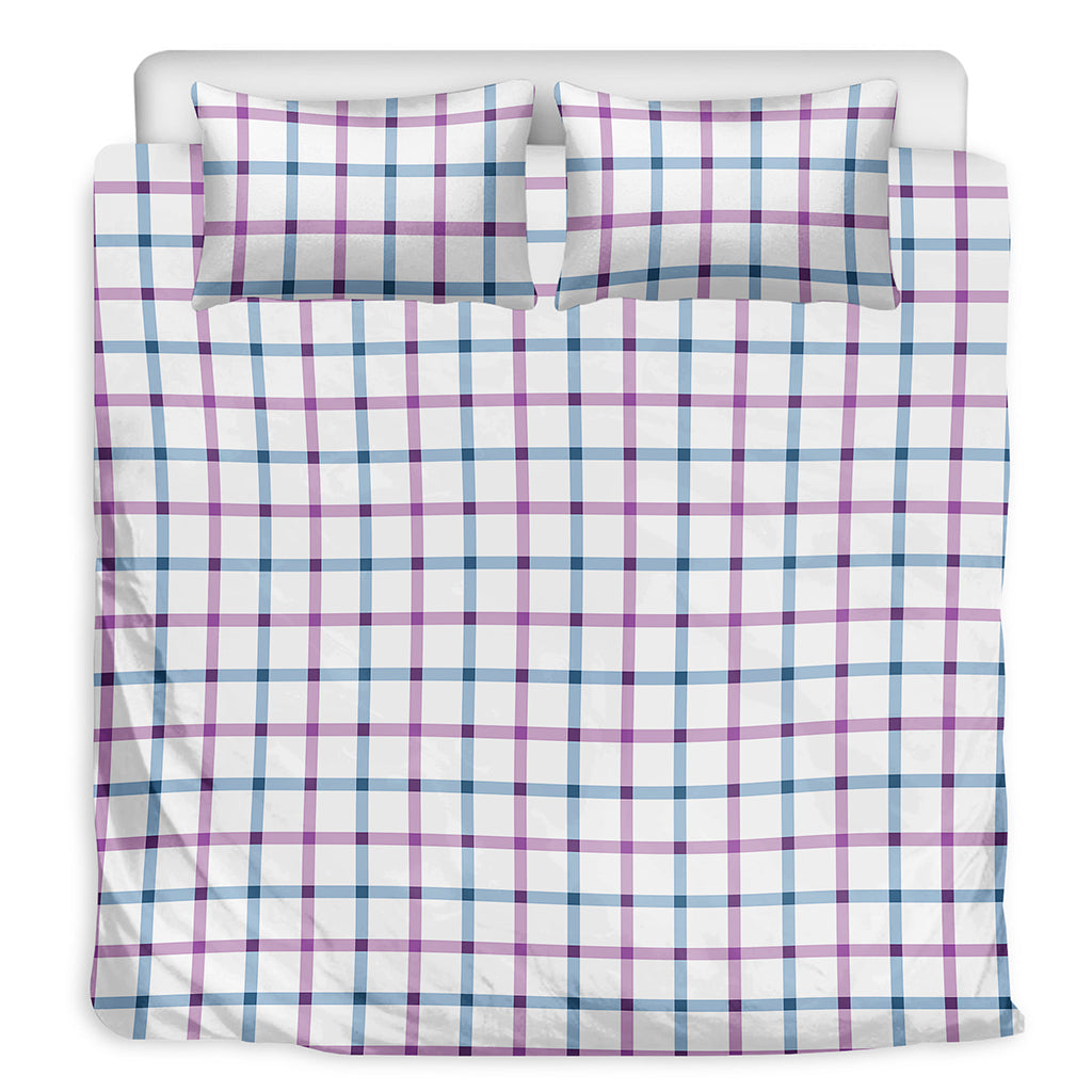 Blue And Purple Tattersall Pattern Print Duvet Cover Bedding Set