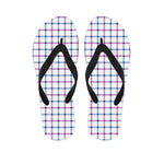 Blue And Purple Tattersall Pattern Print Flip Flops