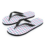 Blue And Purple Tattersall Pattern Print Flip Flops