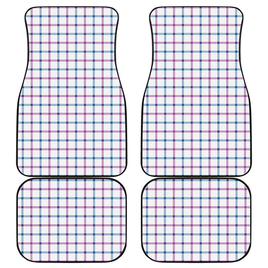 Blue And Purple Tattersall Pattern Print Front and Back Car Floor Mats