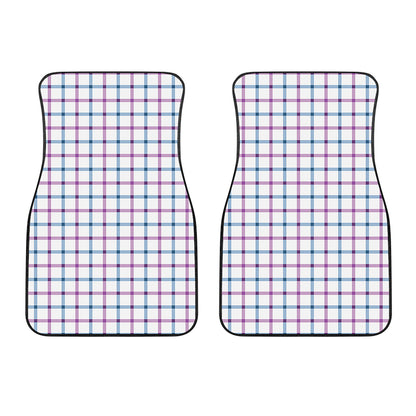Blue And Purple Tattersall Pattern Print Front Car Floor Mats