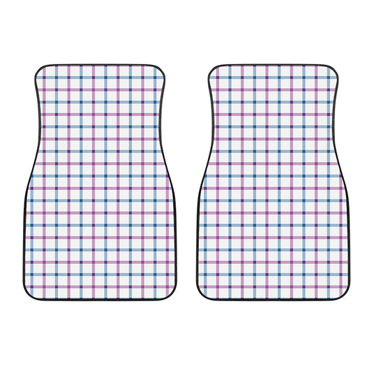 Blue And Purple Tattersall Pattern Print Front Car Floor Mats