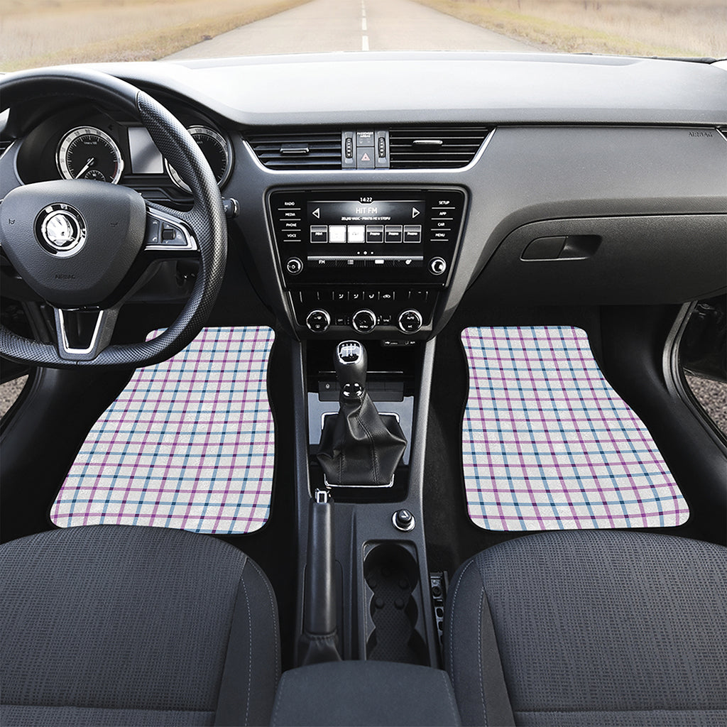 Blue And Purple Tattersall Pattern Print Front Car Floor Mats