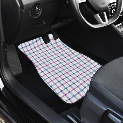 Blue And Purple Tattersall Pattern Print Front Car Floor Mats