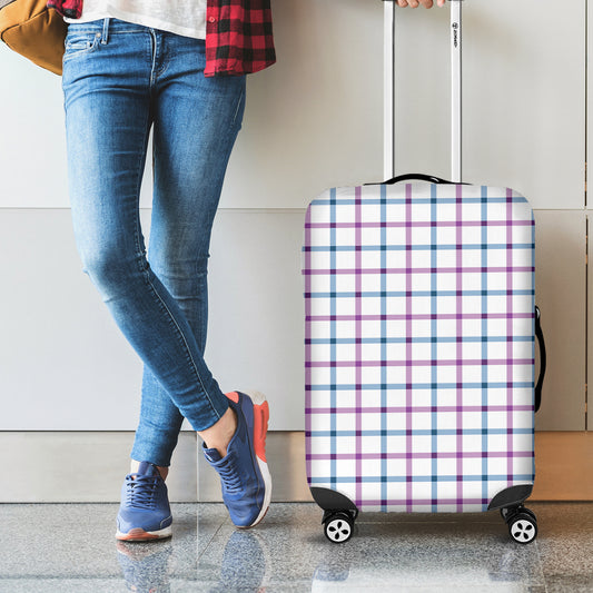 Blue And Purple Tattersall Pattern Print Luggage Cover