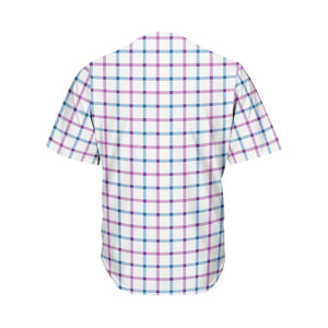 Blue And Purple Tattersall Pattern Print Men's Baseball Jersey