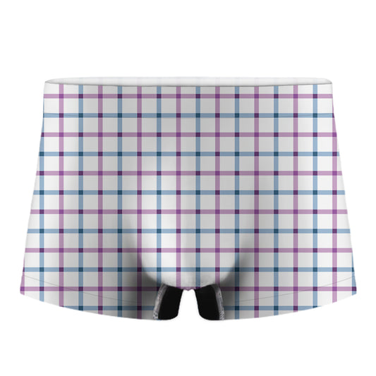 Blue And Purple Tattersall Pattern Print Men's Boxer Briefs