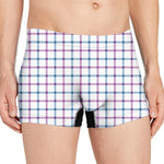 Blue And Purple Tattersall Pattern Print Men's Boxer Briefs