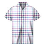 Blue And Purple Tattersall Pattern Print Men's Short Sleeve Shirt