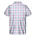 Blue And Purple Tattersall Pattern Print Men's Short Sleeve Shirt
