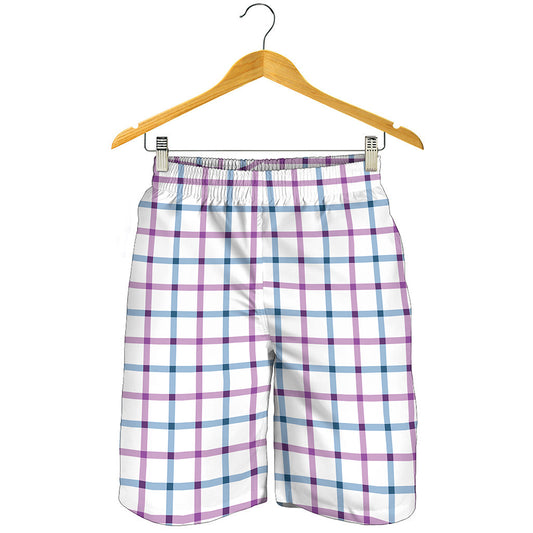 Blue And Purple Tattersall Pattern Print Men's Shorts
