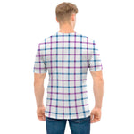 Blue And Purple Tattersall Pattern Print Men's T-Shirt