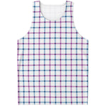 Blue And Purple Tattersall Pattern Print Men's Tank Top