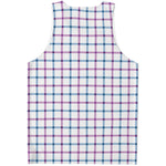 Blue And Purple Tattersall Pattern Print Men's Tank Top
