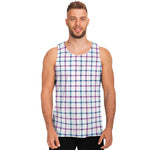 Blue And Purple Tattersall Pattern Print Men's Tank Top
