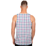 Blue And Purple Tattersall Pattern Print Men's Tank Top
