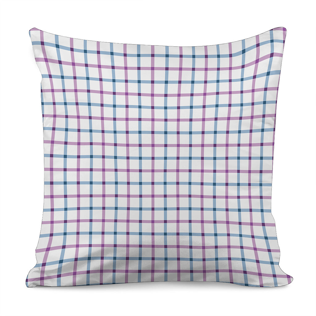 Blue And Purple Tattersall Pattern Print Pillow Cover