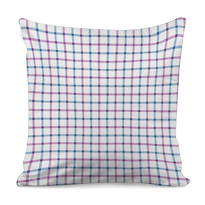 Blue And Purple Tattersall Pattern Print Pillow Cover