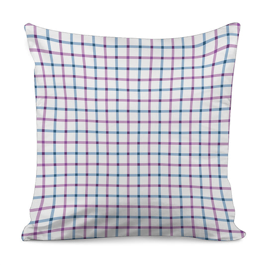 Blue And Purple Tattersall Pattern Print Pillow Cover