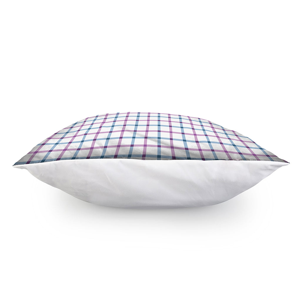 Blue And Purple Tattersall Pattern Print Pillow Cover