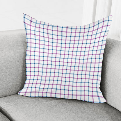 Blue And Purple Tattersall Pattern Print Pillow Cover
