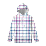 Blue And Purple Tattersall Pattern Print Pullover Hoodie