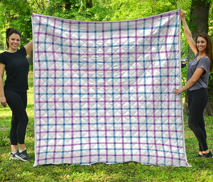 Blue And Purple Tattersall Pattern Print Quilt