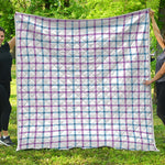 Blue And Purple Tattersall Pattern Print Quilt
