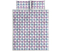 Blue And Purple Tattersall Pattern Print Quilt Bed Set