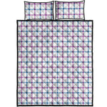 Blue And Purple Tattersall Pattern Print Quilt Bed Set