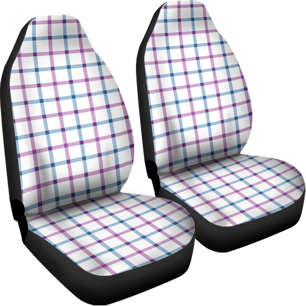 Blue And Purple Tattersall Pattern Print Universal Fit Car Seat Covers