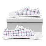 Blue And Purple Tattersall Pattern Print White Low Top Shoes