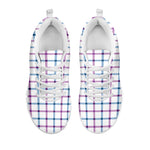 Blue And Purple Tattersall Pattern Print White Sneakers