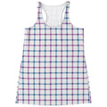 Blue And Purple Tattersall Pattern Print Women's Racerback Tank Top