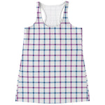 Blue And Purple Tattersall Pattern Print Women's Racerback Tank Top
