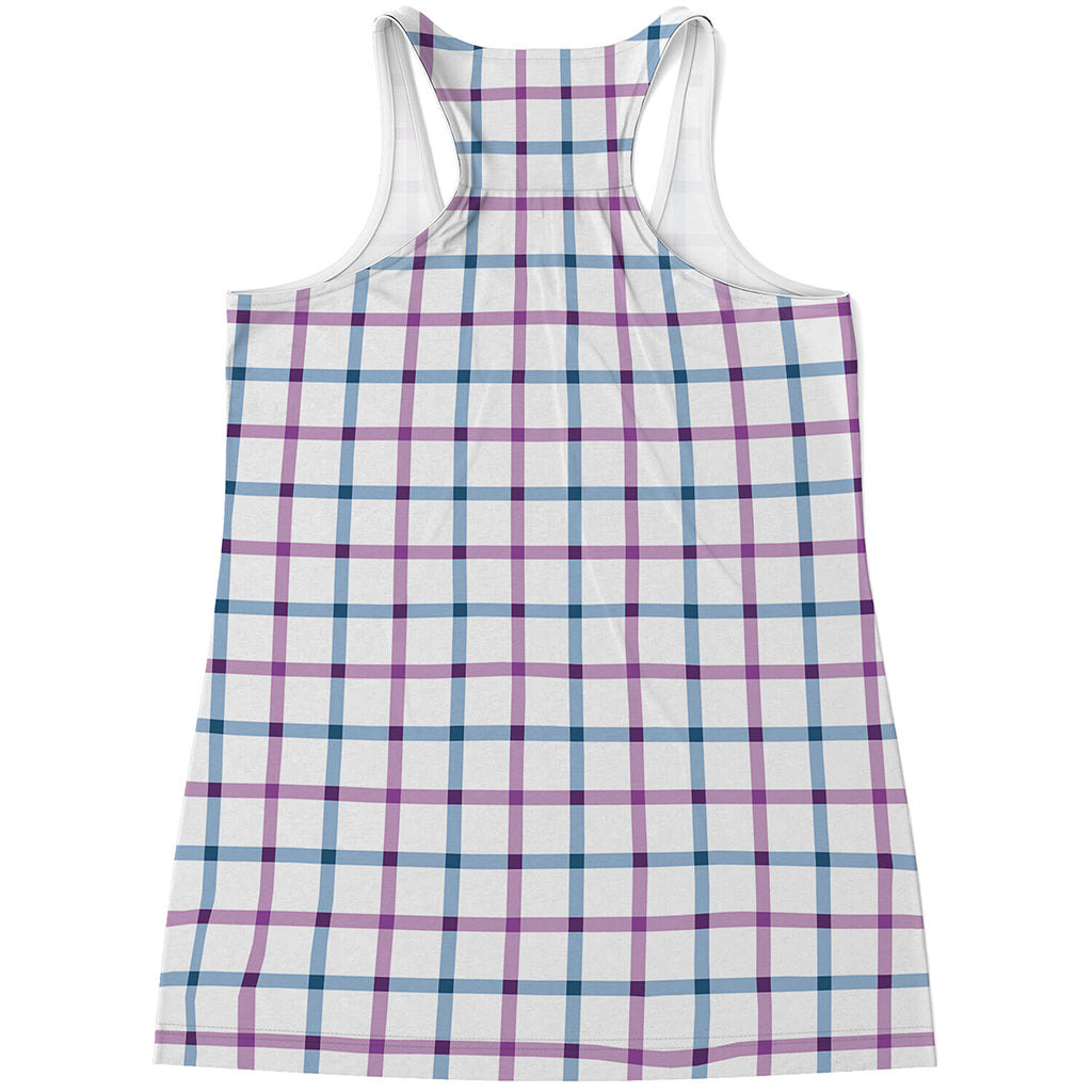 Blue And Purple Tattersall Pattern Print Women's Racerback Tank Top