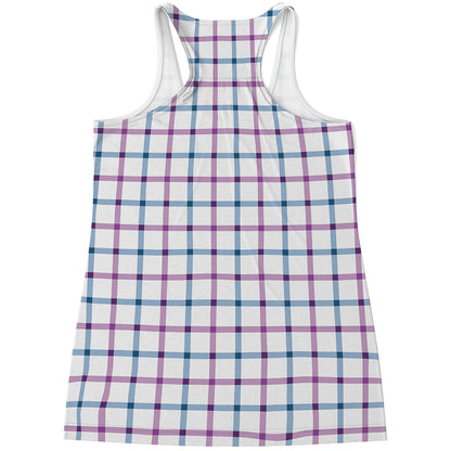 Blue And Purple Tattersall Pattern Print Women's Racerback Tank Top