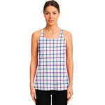 Blue And Purple Tattersall Pattern Print Women's Racerback Tank Top