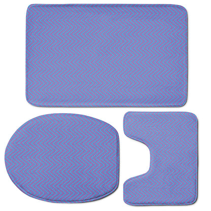 Blue And Purple Zigzag Pattern Print 3 Piece Bath Mat Set