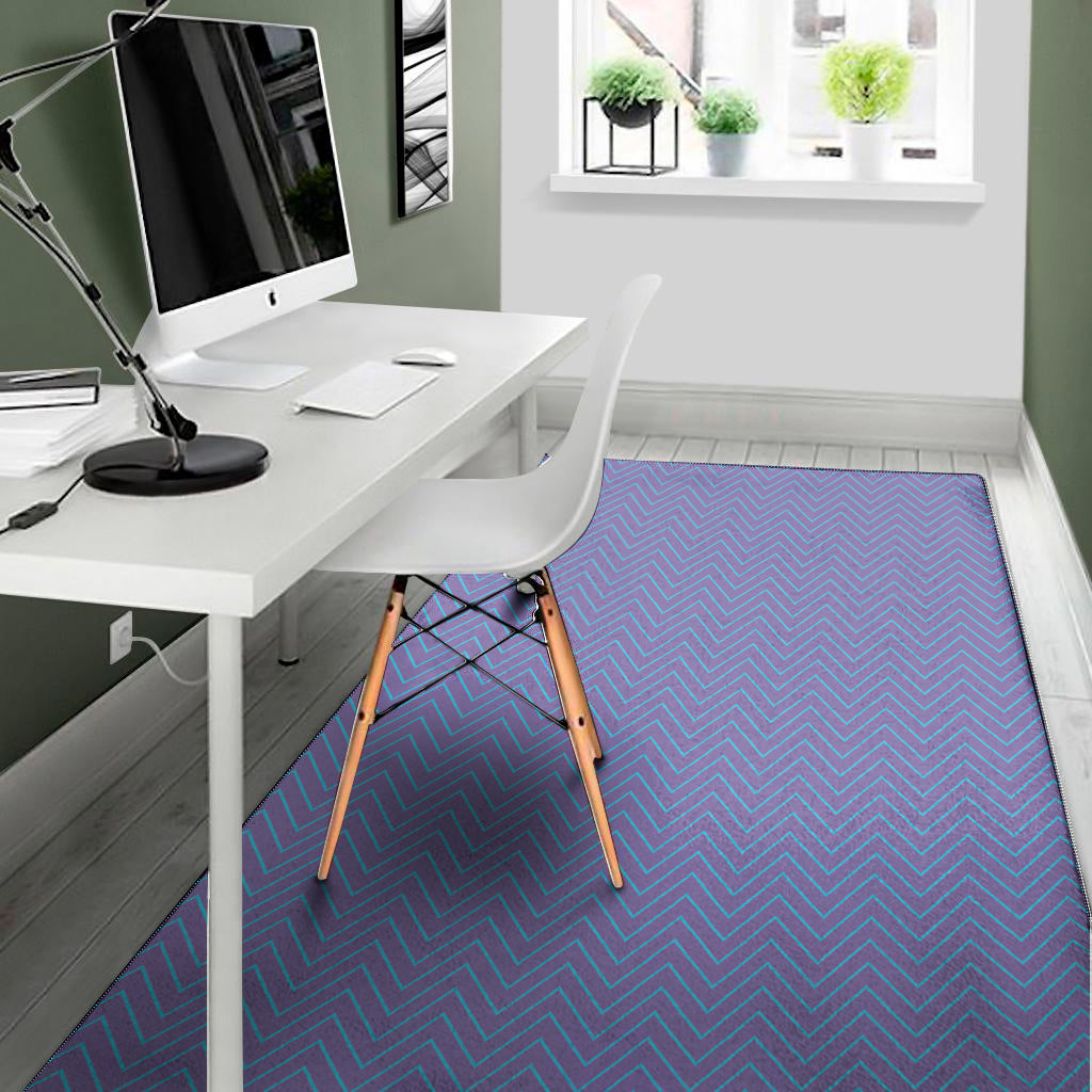 Blue And Purple Zigzag Pattern Print Area Rug