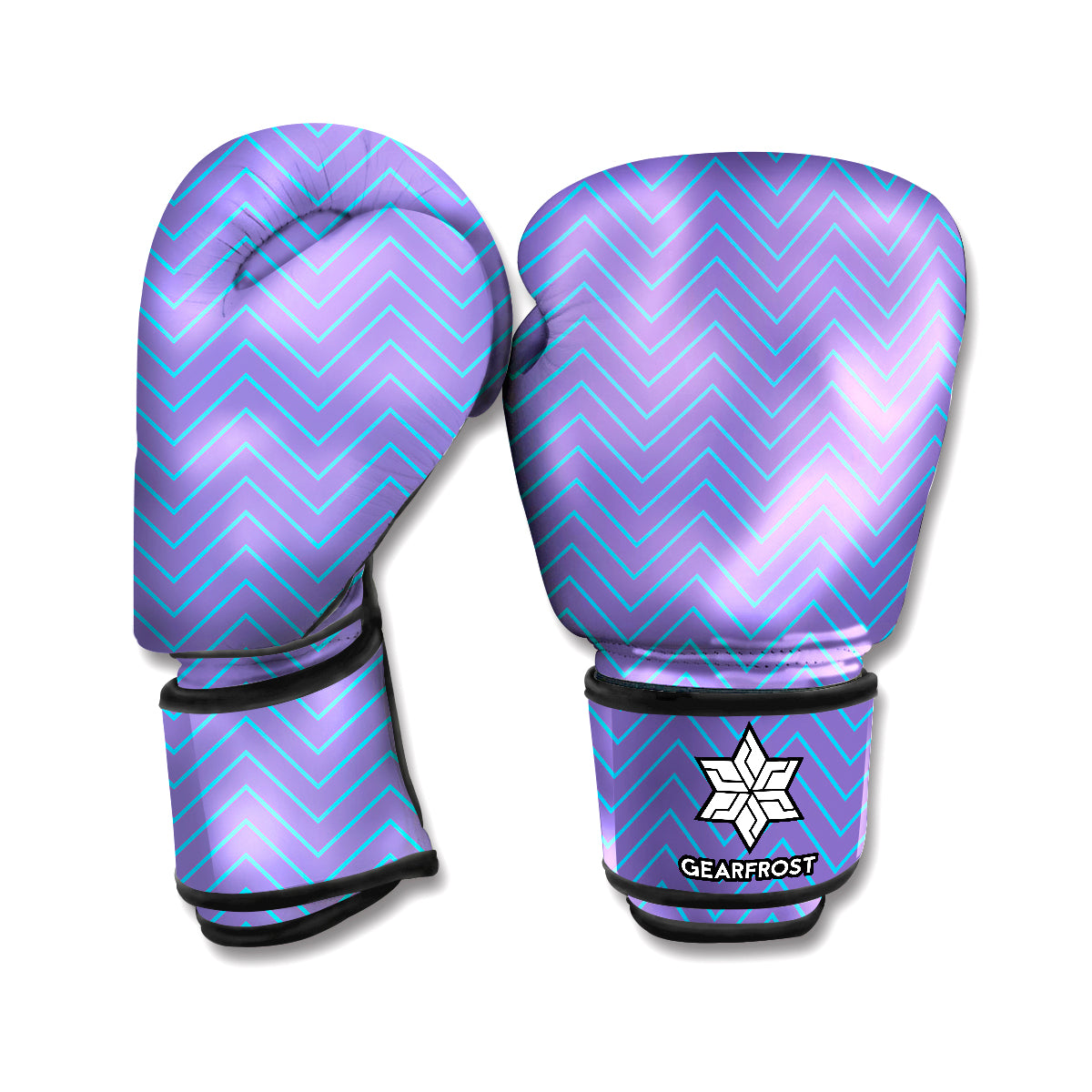 Blue And Purple Zigzag Pattern Print Boxing Gloves