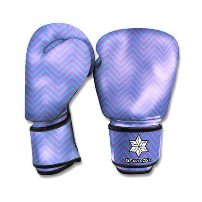 Blue And Purple Zigzag Pattern Print Boxing Gloves