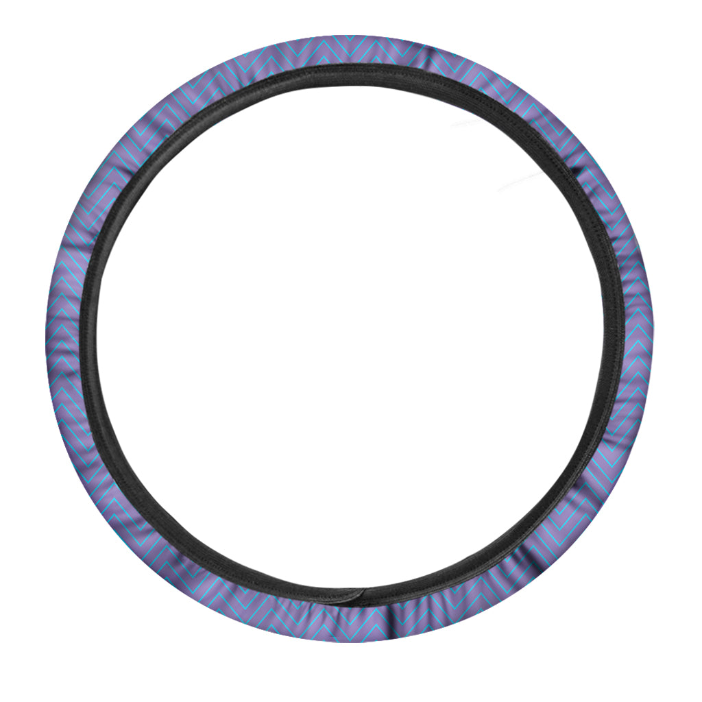 Blue And Purple Zigzag Pattern Print Car Steering Wheel Cover