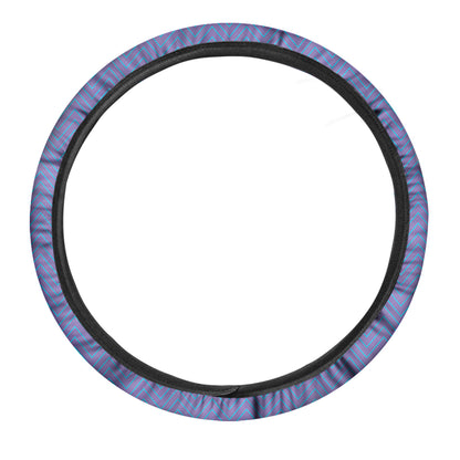 Blue And Purple Zigzag Pattern Print Car Steering Wheel Cover