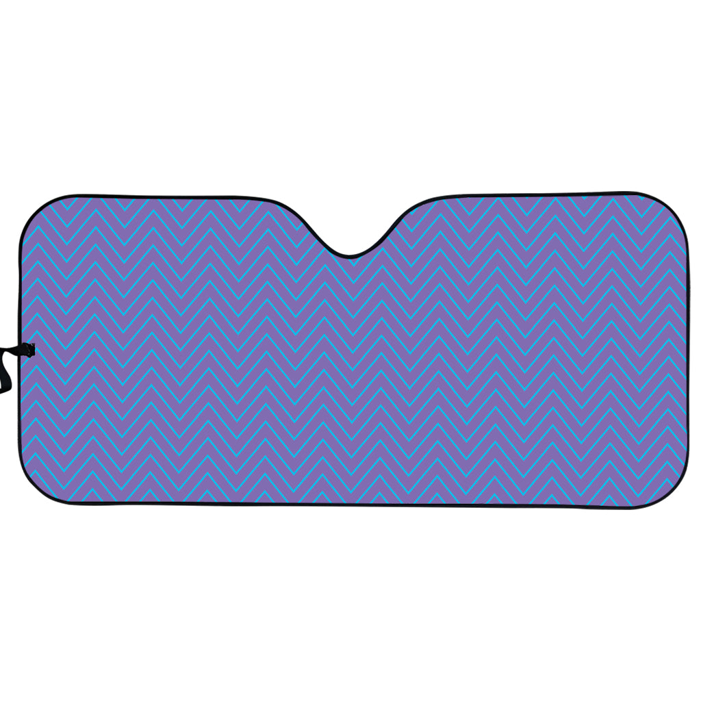 Blue And Purple Zigzag Pattern Print Car Sun Shade