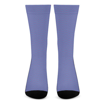 Blue And Purple Zigzag Pattern Print Crew Socks