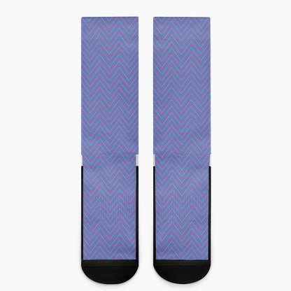 Blue And Purple Zigzag Pattern Print Crew Socks
