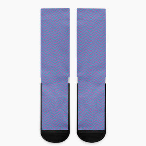 Blue And Purple Zigzag Pattern Print Crew Socks