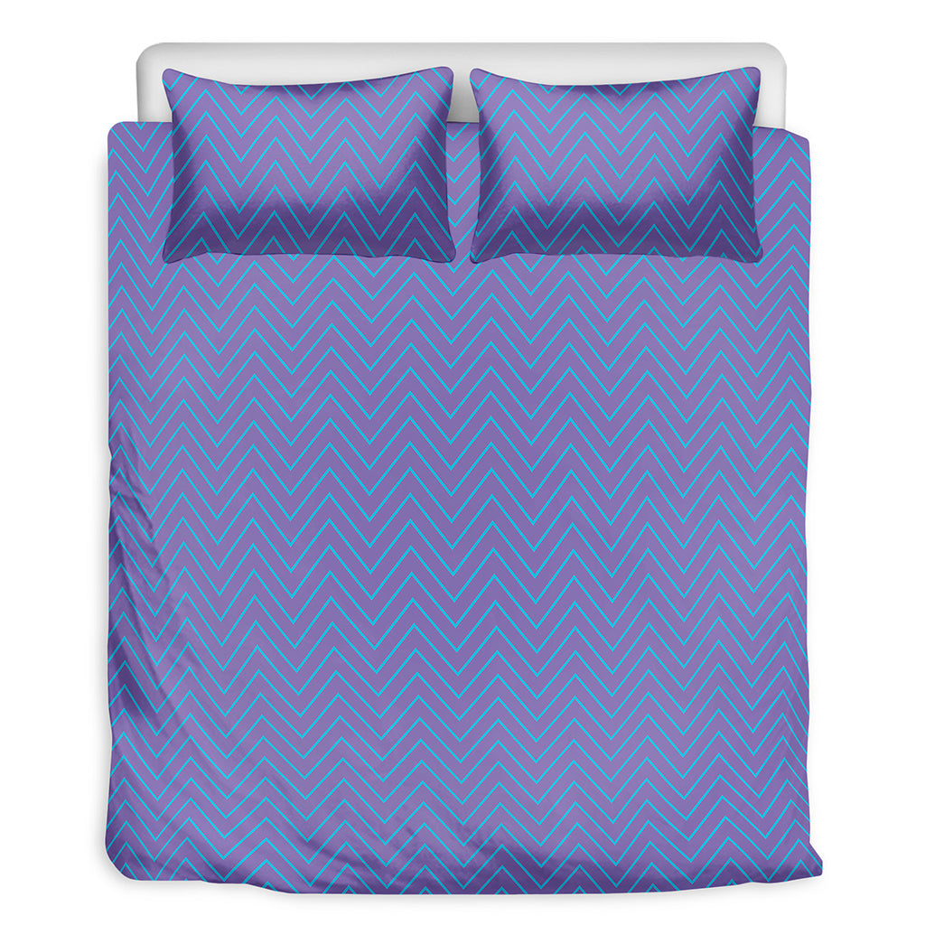 Blue And Purple Zigzag Pattern Print Duvet Cover Bedding Set